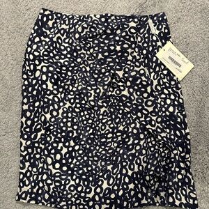 MaxMara Navy and White Patterned Pencil Skirt